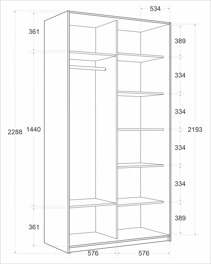 Товар Шкаф Прайм дуо ДСП+зеркало Сонома 2300 х 1200 х 570 E1TNL2843