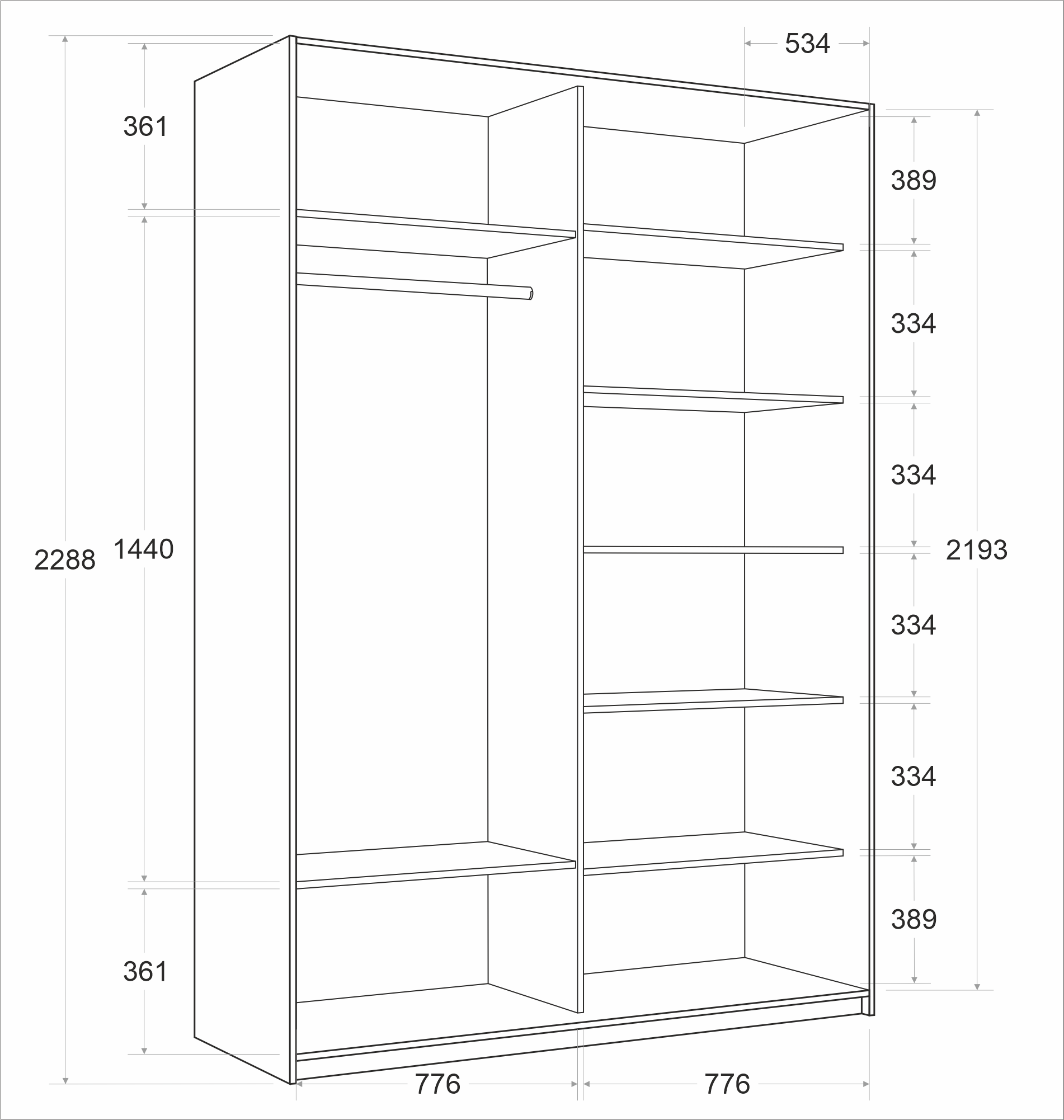 Товар Шкаф Прайм дуо Зеркало+Зеркало Белый снег 2300 х 1200 х 570 E1TNL2917