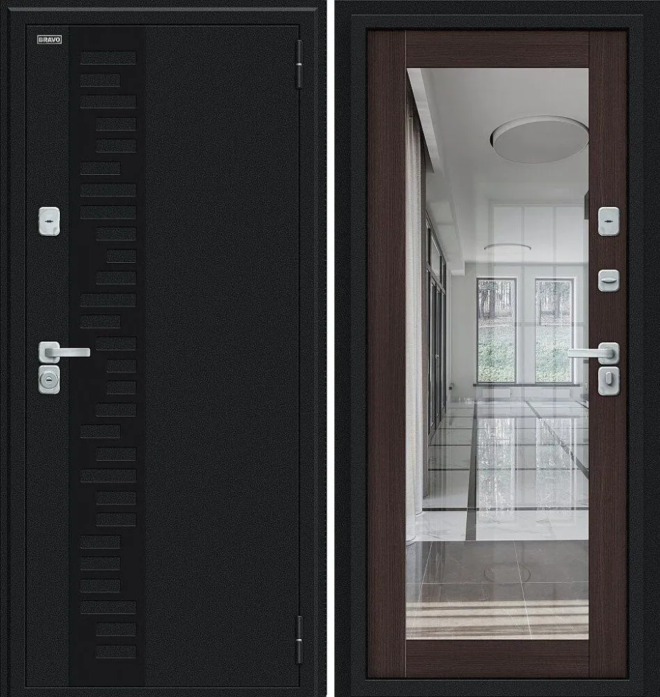 Фото Дверь Браво Thermo Флэш Декор-2 Букле черное/Wenge Veralinga DIS006774