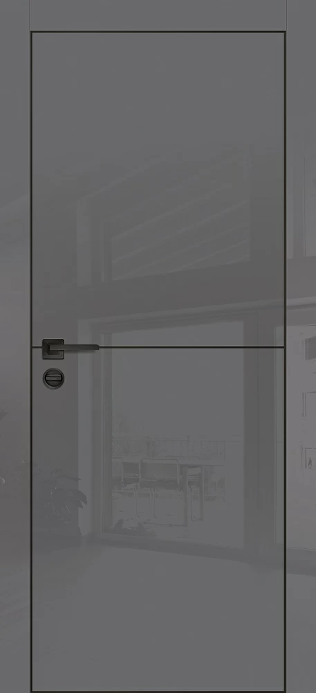 Межкомнатная дверь HGX-19 черная кромка с 4-х ст. Графит глянец