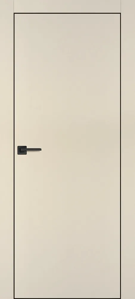 Фото Межкомнатная дверь PX-1 черная кромка с 4-х ст. Бежевый матовый