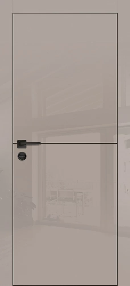 Межкомнатная дверь HGX-19 черная кромка с 4-х ст. Латте глянец