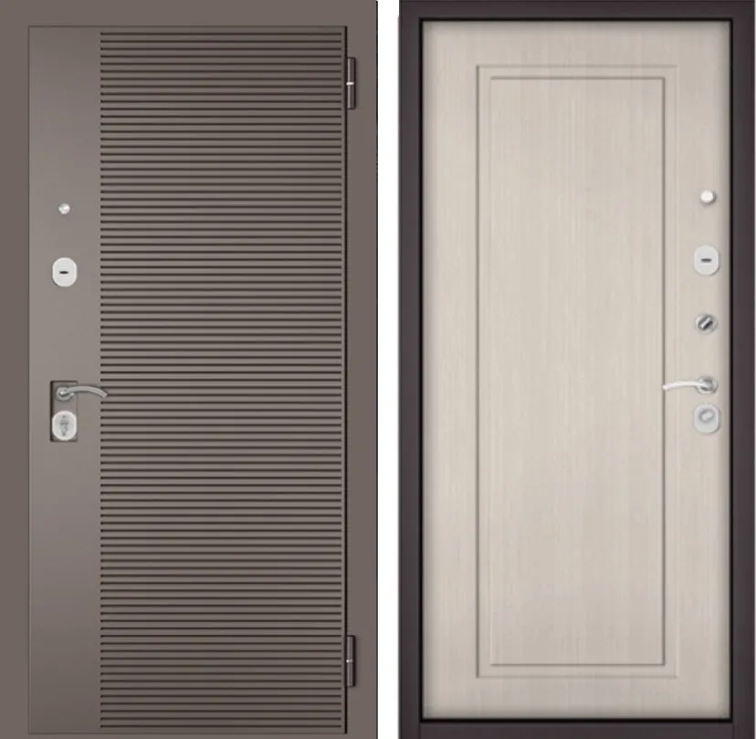 Фото Дверь Бульдорс TRUST ECO - 90 Букле Шоколад,Эмаль капучино 160, Дуб шале белый 0 DIS006933