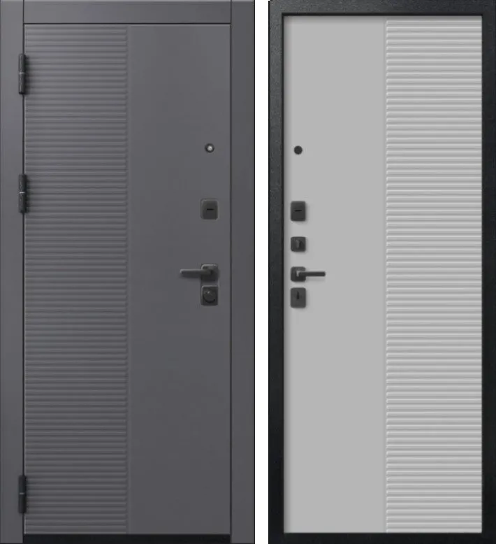 Дверь V-18 Черный муар + Кашемир графит - Кашемир сильвер DIS007357