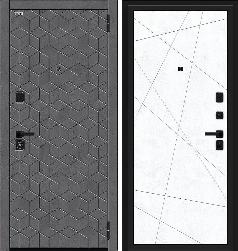 Фото Дверь Браво Кьюб (RBE) Slate Art/Snow Art DIS006127