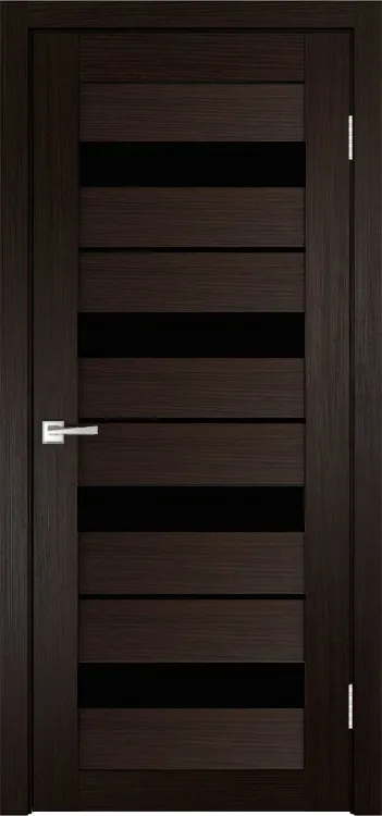 Фото Межкомнатная дверь Легенда X-5 тон Венге Остекление Лакобель черное