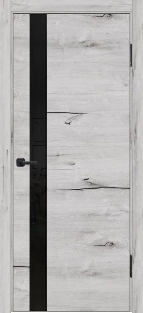 Межкомнатная дверь Лу-45 (арктик, черное стекло,900x2000)