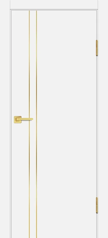 Фото Межкомнатная дверь P-20 AL золотой молдинг Белый матовый