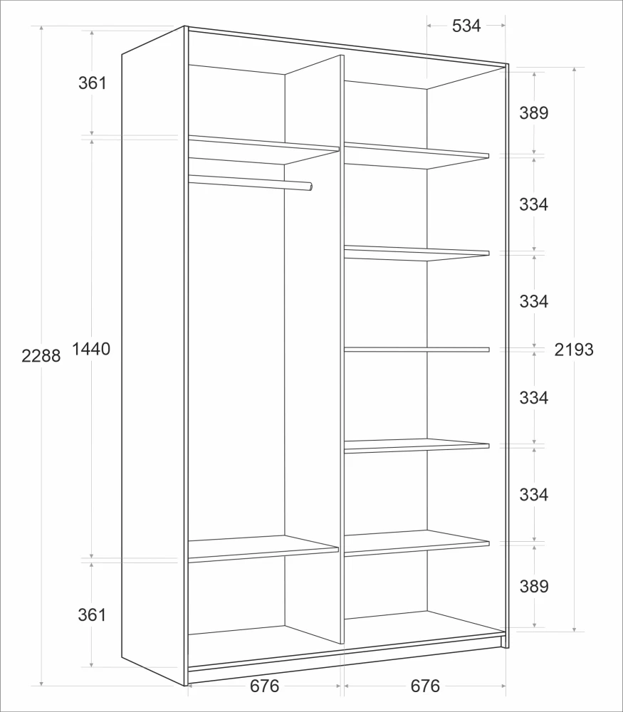 Товар Шкаф Прайм дуо ДСП+зеркало Сонома 2300 х 1200 х 570 E1TNL2843